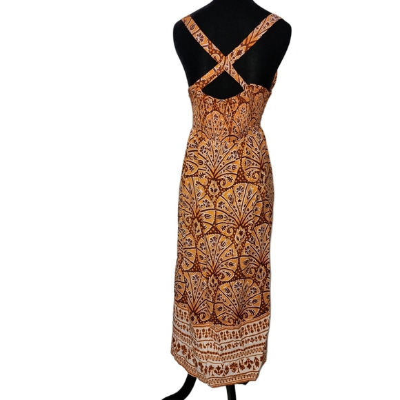 Linen blend bohemian midi dress - Picture 5 of 10